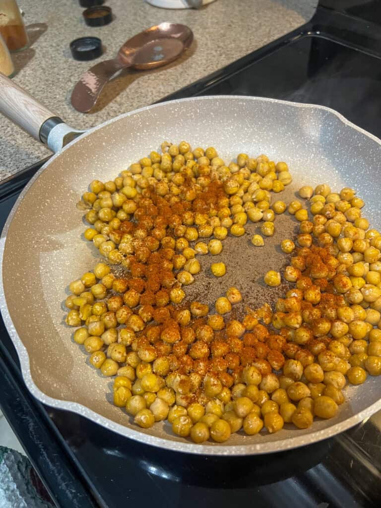 crispy spicy chickpeas in pan