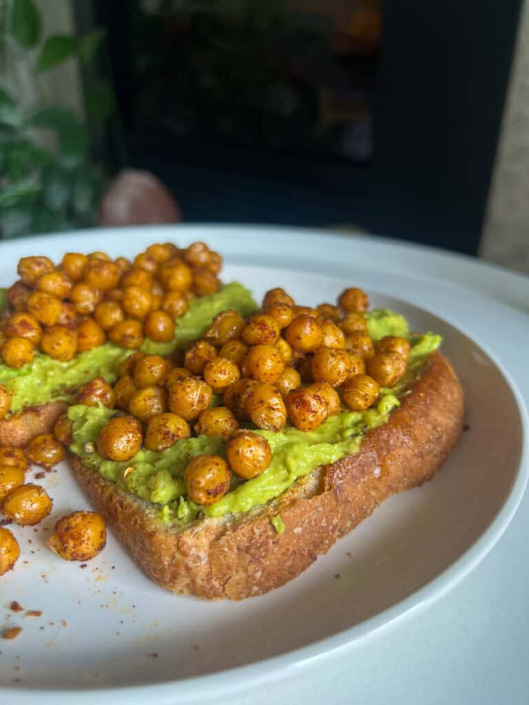Avocado Crispy Spicy Chickpeas toast