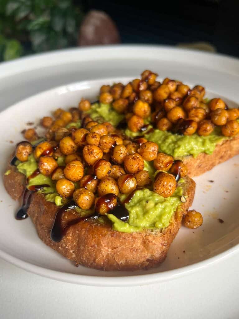 Avocado Chickpea Toast with Crispy Spicy Crispy Chickpeas