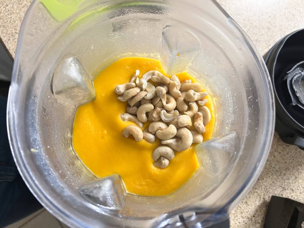 cashews added to blender