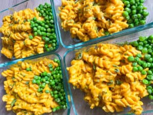 meal prep lentil sauce and pasta