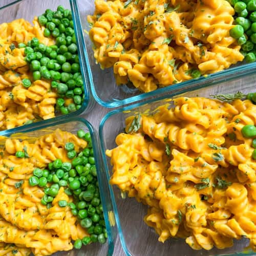 meal prep lentil sauce and pasta