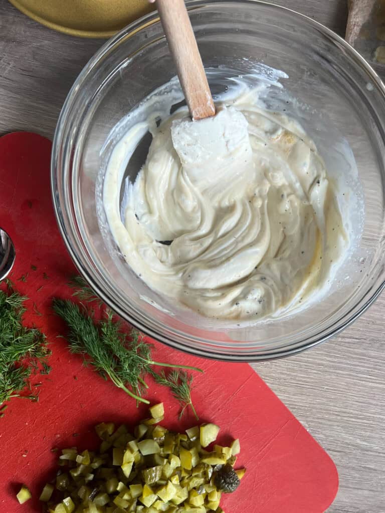 greek yogurt in mixing bowl