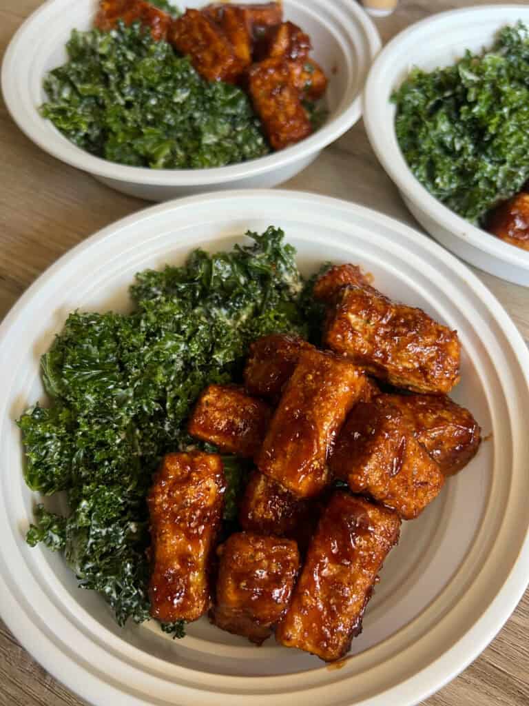 BBQ Tofu Kale Caesar Salad Meal Prep