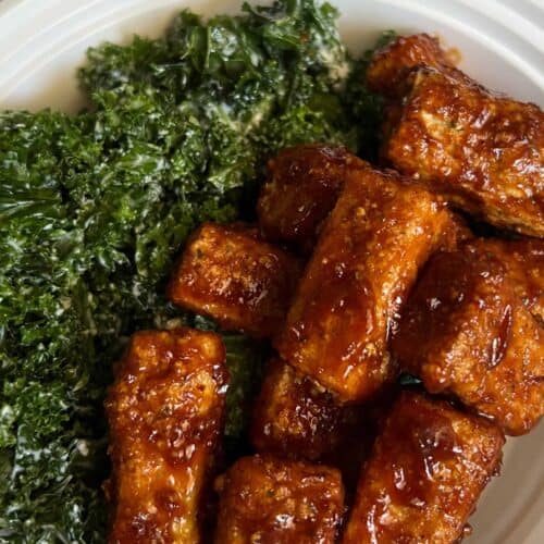 BBQ Tofu Kale Caesar Salad Meal Prep