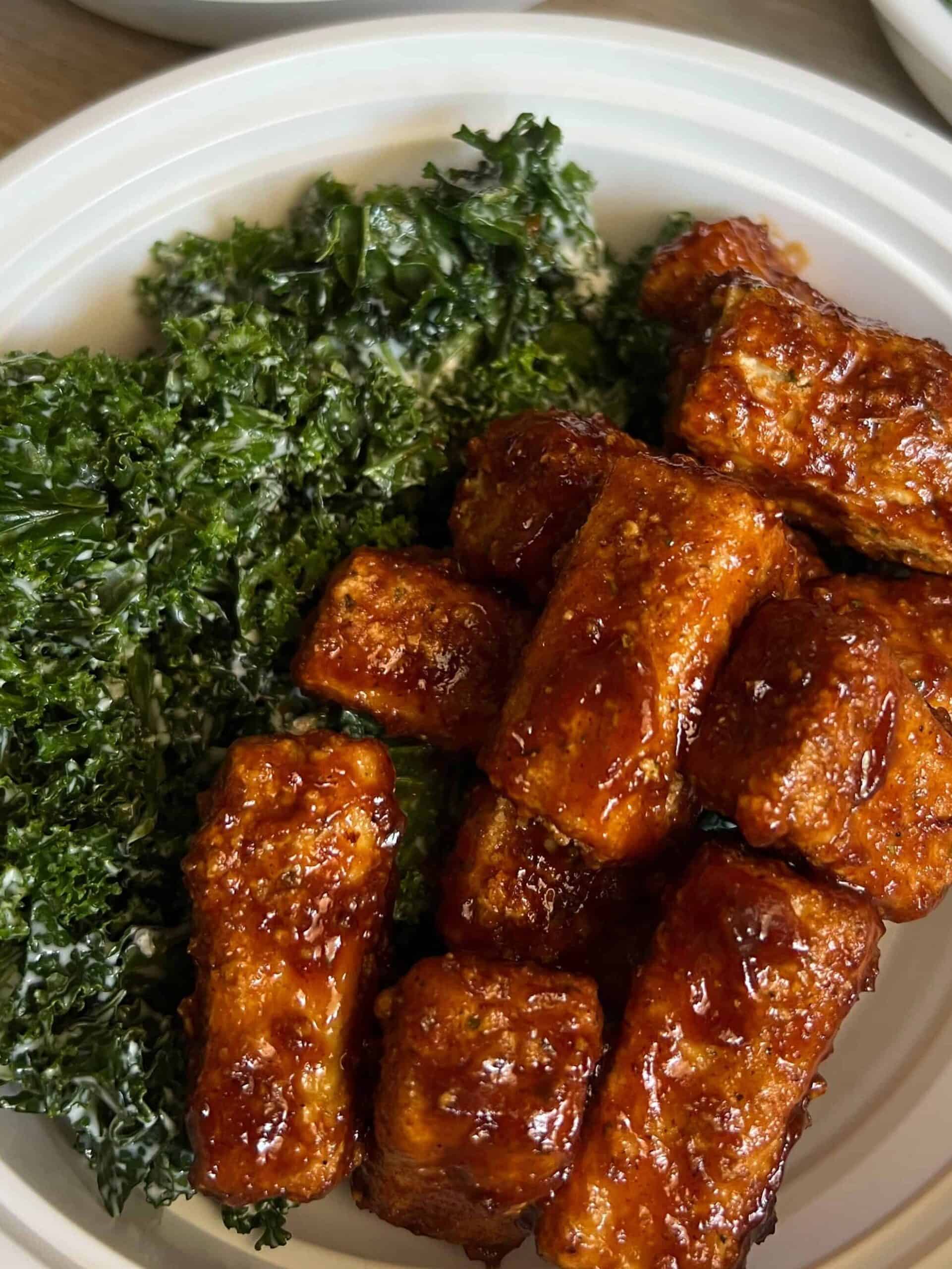 BBQ Tofu Kale Caesar Salad Meal Prep