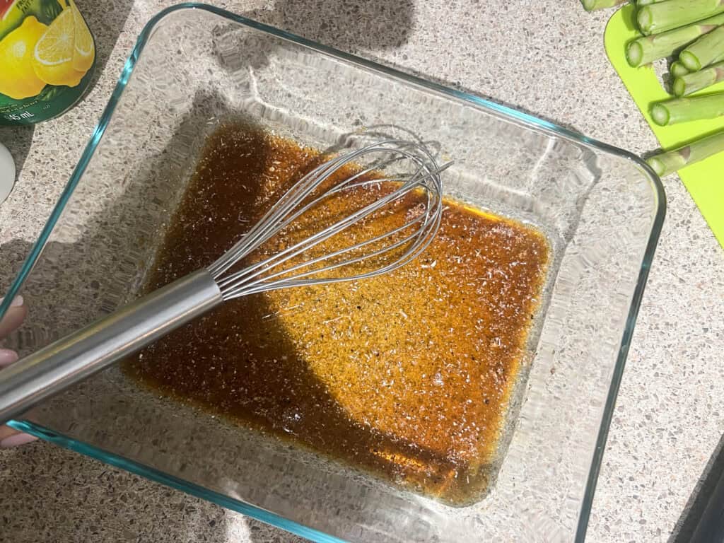 marinated in clear baking dish