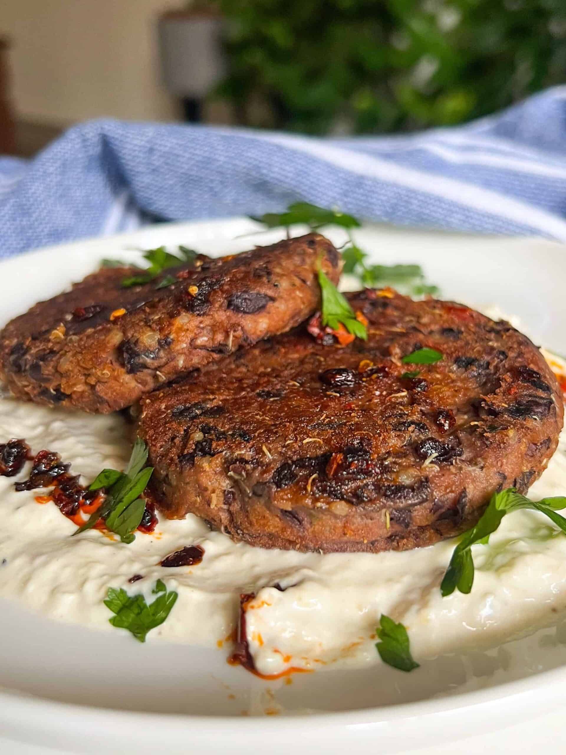 Quinoa Black Bean Burgers on plate