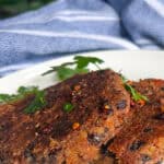 Quinoa Black Bean Burgers close up of the patty