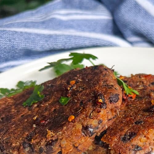 Quinoa Black Bean Burgers close up of the patty