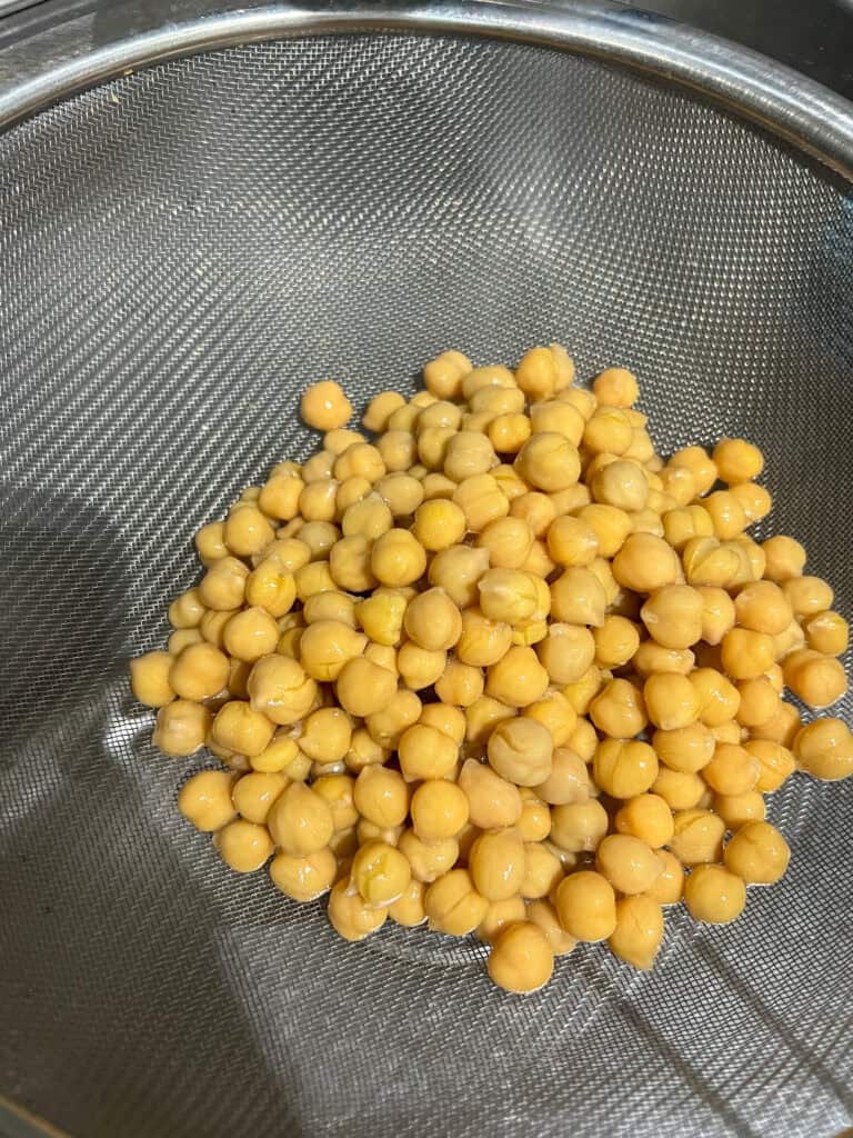 chickpeas in strainer