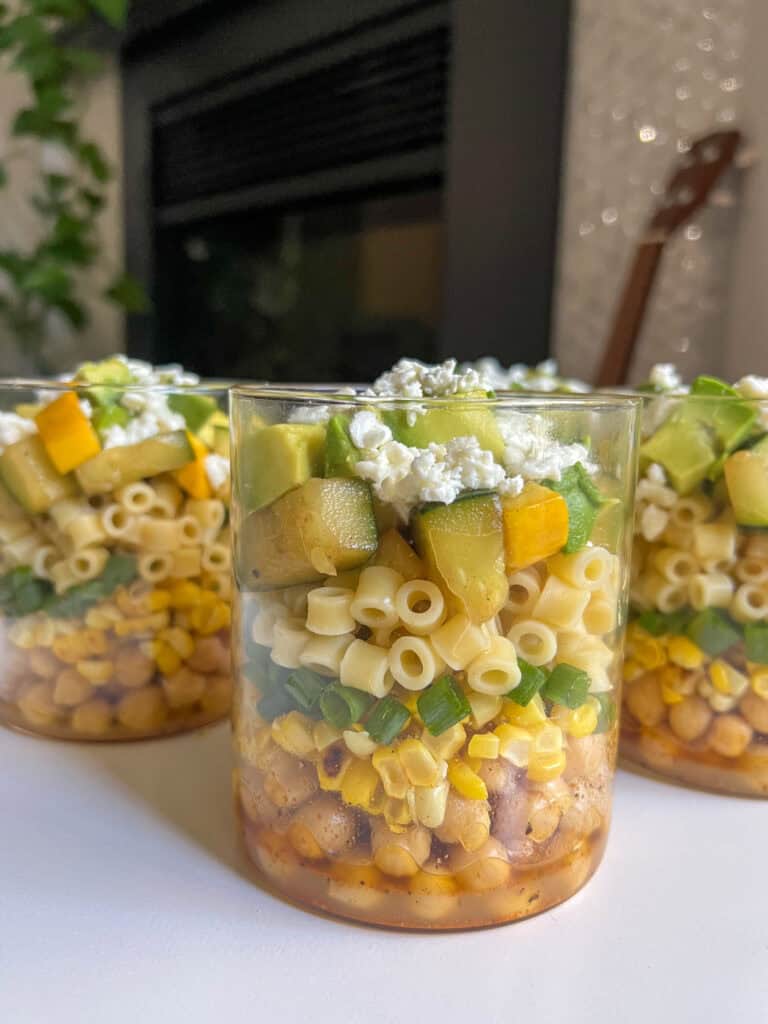 Sweet Corn & Zucchini Pasta Salad Jars recipe