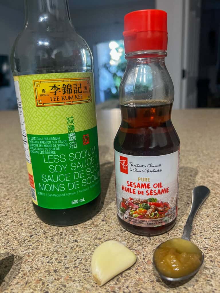 less sodium soy sauce and sesame oil