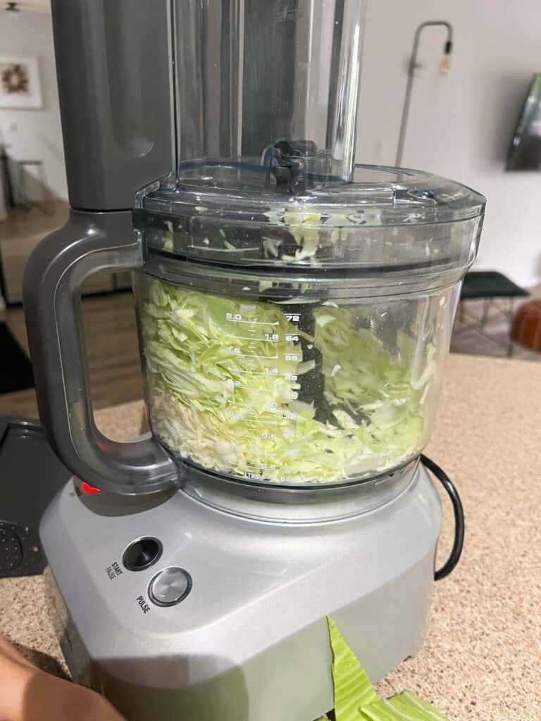 cabbage in food processor grated