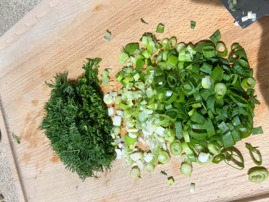 chopped green onion and dill
