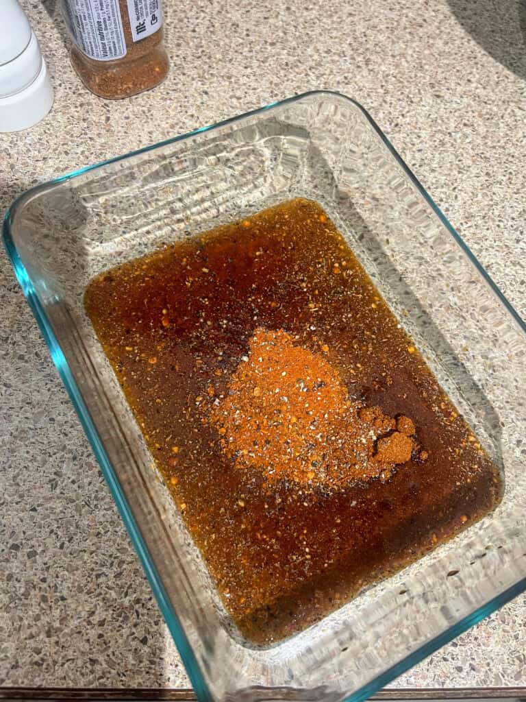 spices for tofu in baking dish