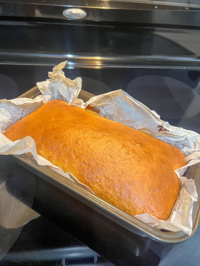 cooked lemon loaf no egg in baking dish