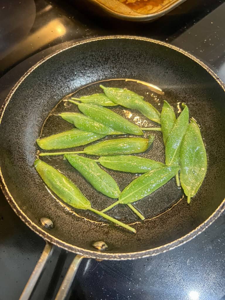 frying sage leaves