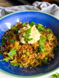 Easy mujadara with caramelized onions recipe
