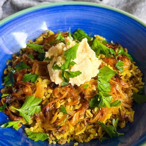 Easy mujadara with caramelized onions recipe