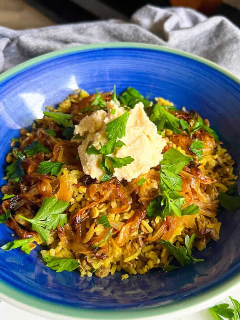 Easy mujadara with caramelized onions recipe