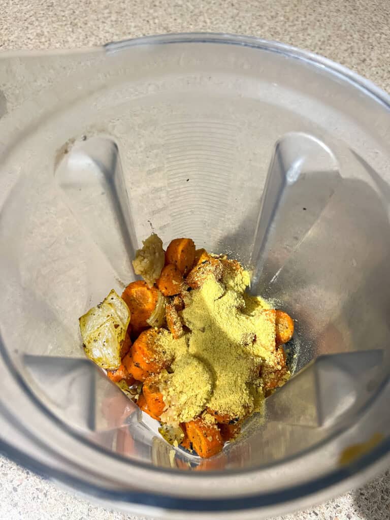 ingredients for carrot soup in blender