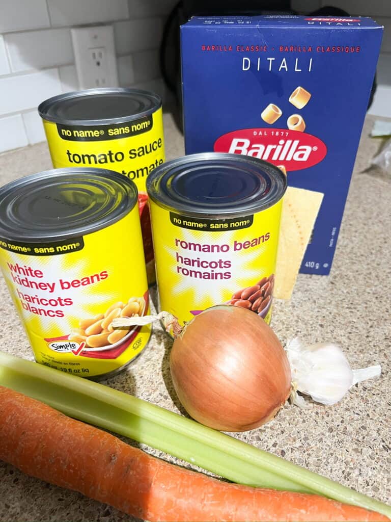 ingredients for Pasta e Fagioli