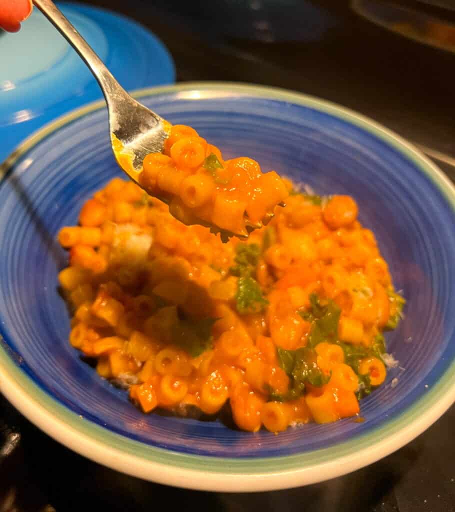 Pasta e Fagioli on fork