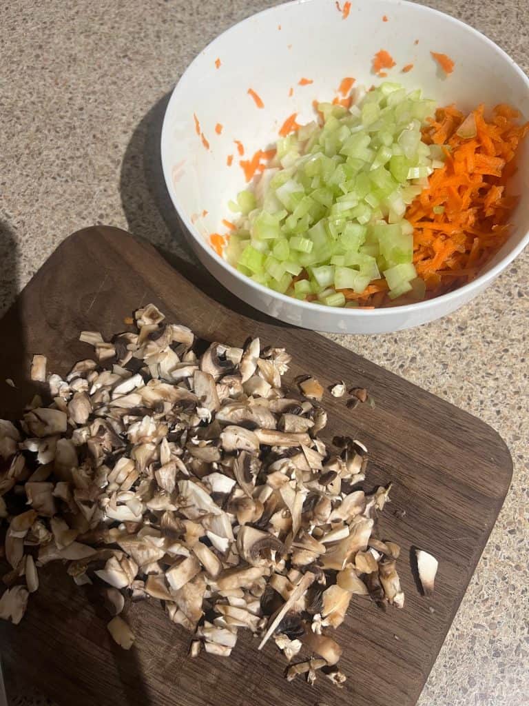 chopped mushroom carrot celery