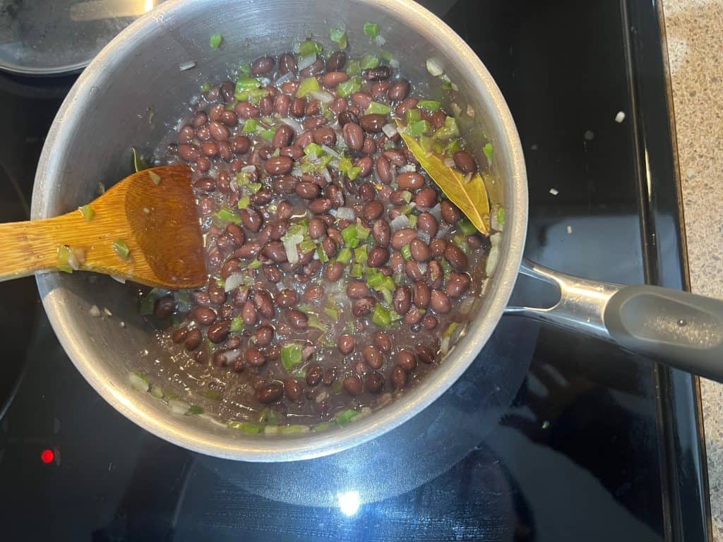 cooking the Cuban-Style Black Beans in pot