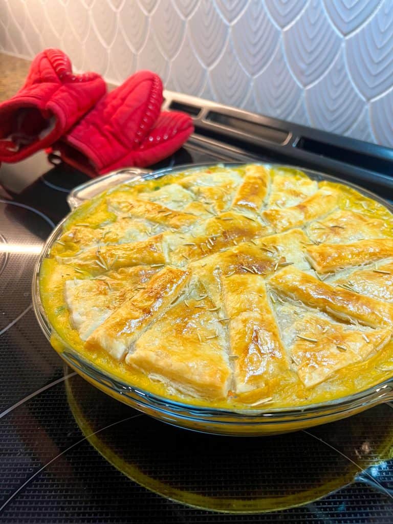 vegetarian pot pie in dish