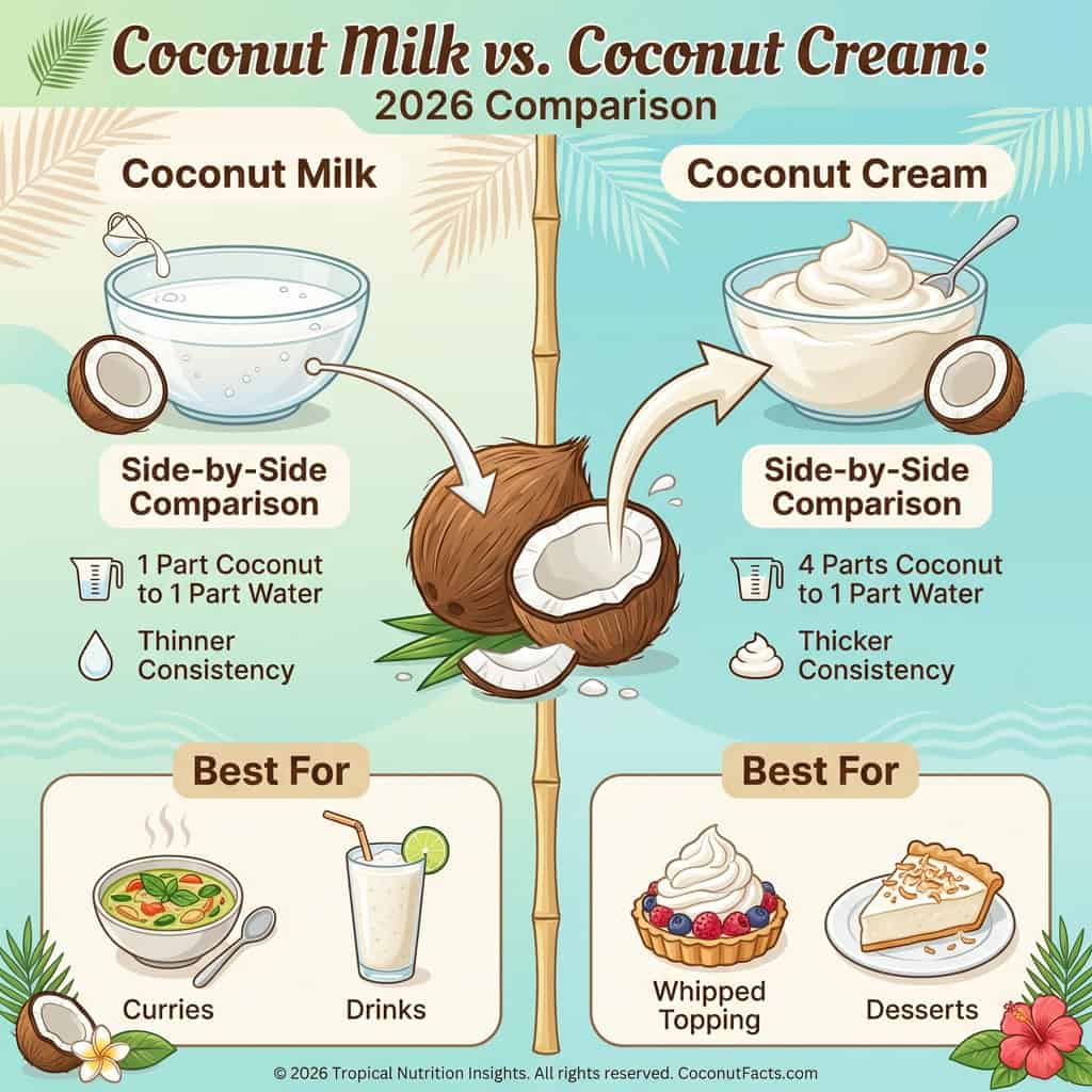 Coconut Milk vs Coconut Cream 2026 Comparison