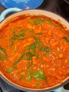 Red Lentil Sweet Potato Curry in pot