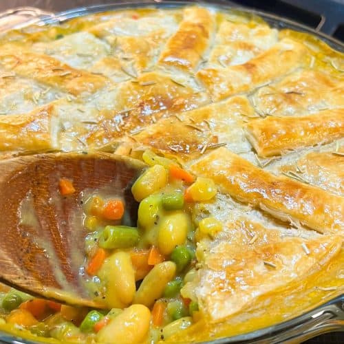 vegan pot pie in pie dish