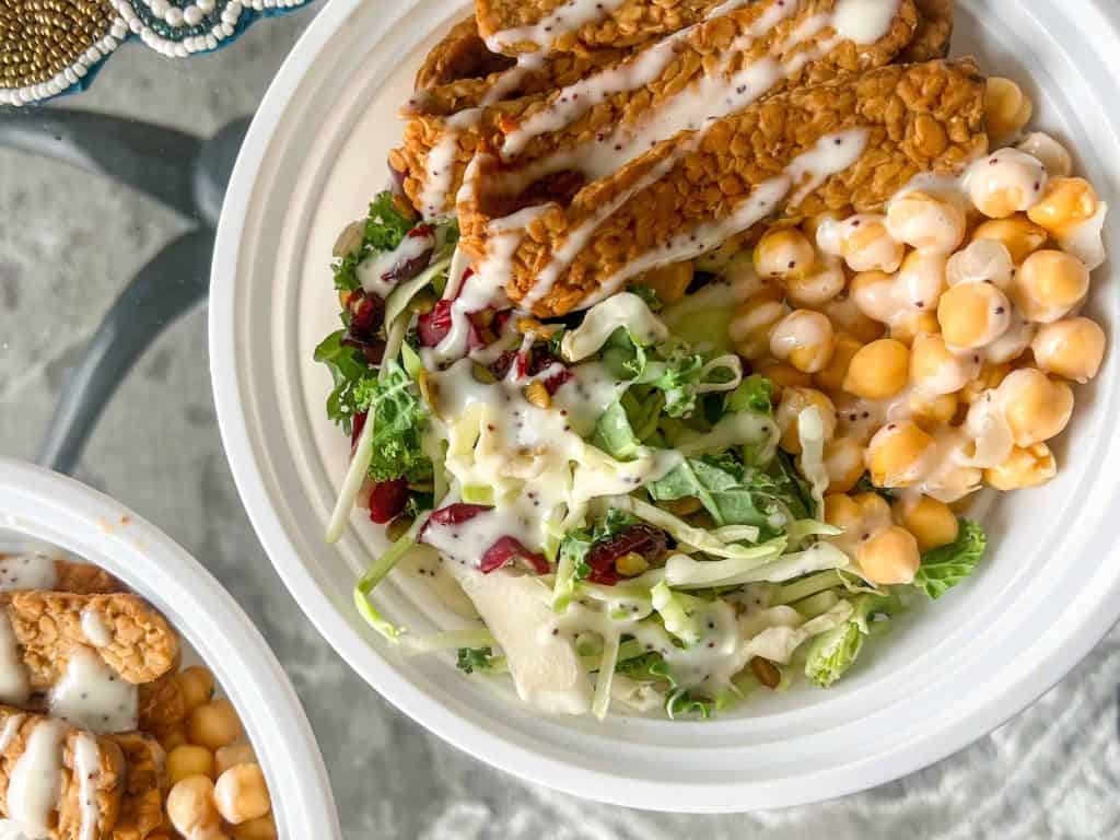 10 min veg meal prep tempeh kale chickpeas